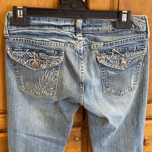 Adiktd flip back embroidery pocket jeans